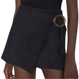 2/$30 ZARA XS Black Skort With Tortoise Ring Detail Polyester & Elastane